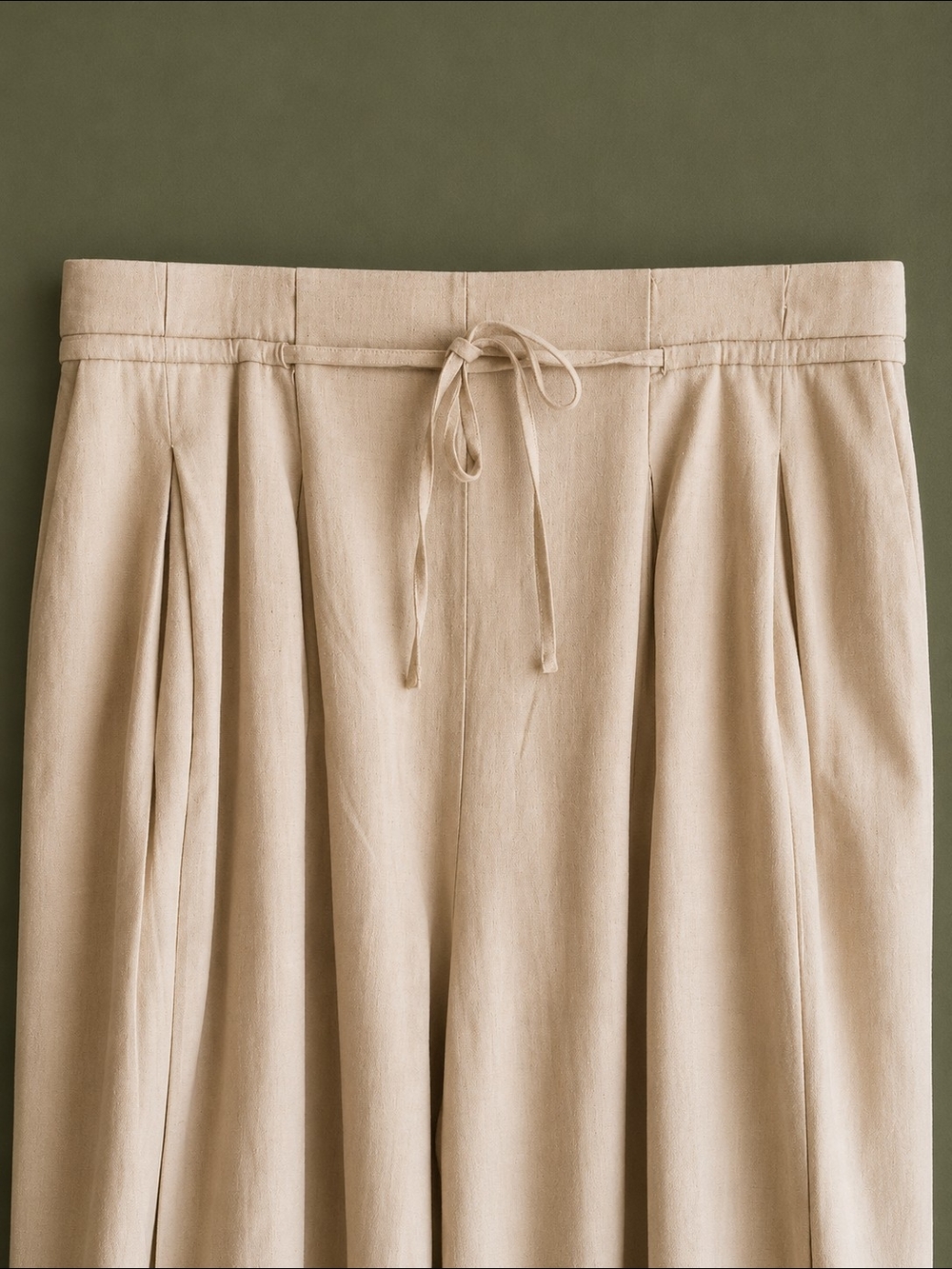 Oli & Hali XL Wide Leg Linen Blend Pants Boho High Rise Pull On Cream Beige Chic - Picture 3 of 13
